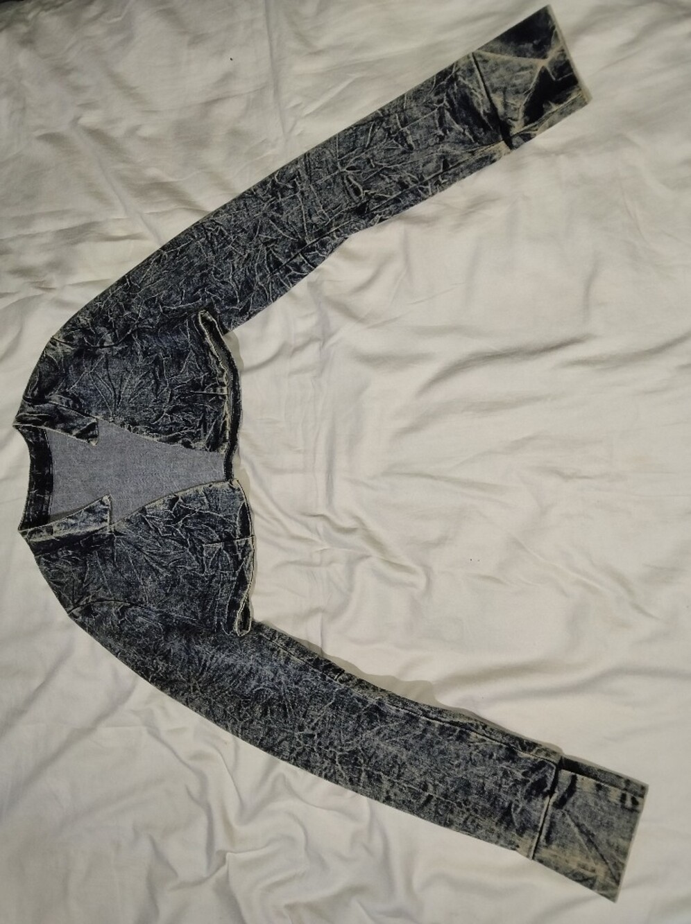 Source Unknown Black Crinkle Cropped Jean Jacket